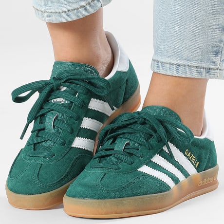 Adidas Originals - Zapatillas Mujer Gazelle Indoor J JS3800 Verde Core Calzado Blanco Gum 2