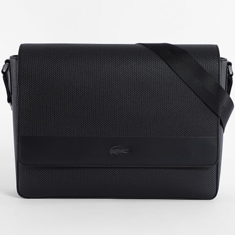 Lacoste - Borsa con logo coccodrillo metal nero