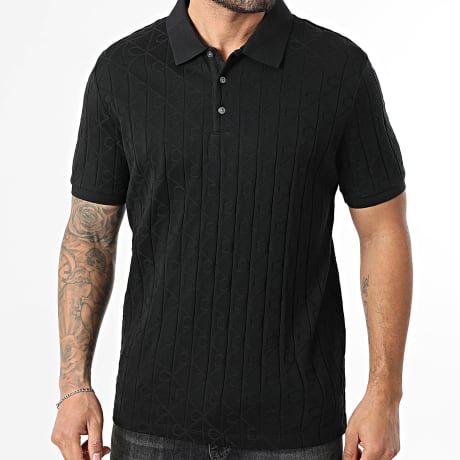 Calvin Klein - Polo Manches Courtes Mercerized Emblem Jacquard LE203 Noir