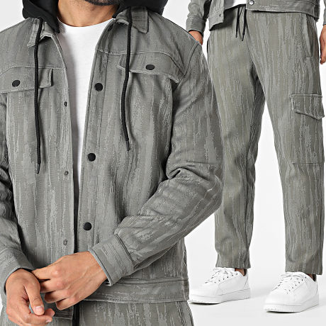 MTX - Set Jacke Kapuze Knopfleiste und Cargo Hose 353 Grau