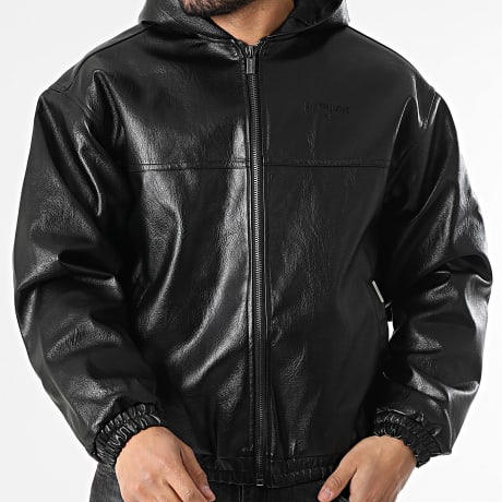 Sixth June - Veste Simili Cuir Capuche Zippée 748 Noir