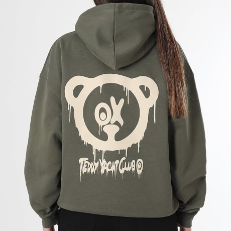 Teddy Yacht Club - Camisola com Capuz Relaxed Mulher Simple Andrew Bege Verde Caqui
