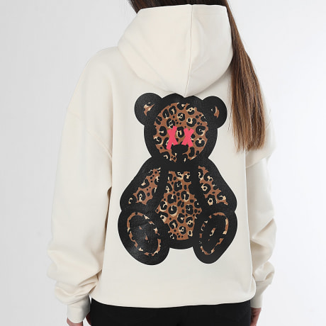 Teddy Yacht Club - Camisola com Capuz Relaxed Mulher Cheetah Print Bege Chiné Leopardo