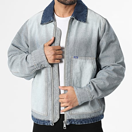 Hugo Blue - Veste Jean Zippé Talian 50553455 Bleu Wash Bleu Denim