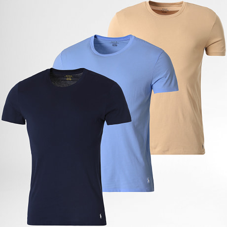 Polo Ralph Lauren - Lot De 3 Tee Shirts Original Player Bleu Beige Bleu Marine