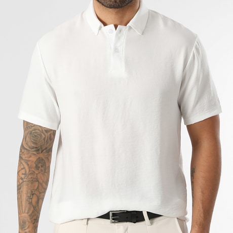 Classic Series - Polo de manga corta efecto lino 2242 Blanco