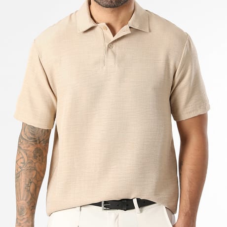 LBO - Polo de manga corta efecto lino 2464 Beige