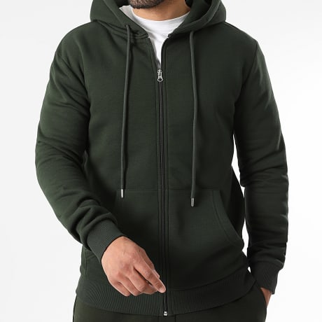 LBO - Felpa con Zip e Cappuccio 4117 Verde Kaki Scuro
