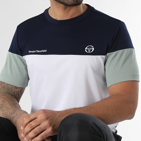 Sergio Tacchini - Tee Shirt Prave 40845 Bleu Marine Blanc Vert