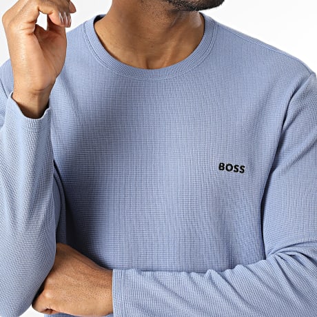 BOSS - Tee Shirt Manches Longues Waffle 50535870 Bleu Clair
