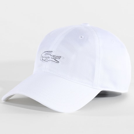 Lacoste - Casquette Logo Brodé Crocodile Ton Sur Ton Blanc