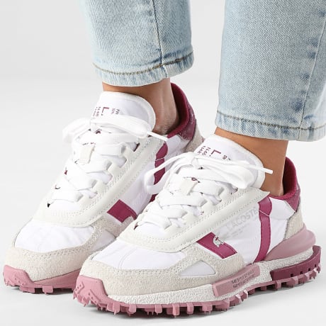 Lacoste - Zapatillas Mujer Elite Active 126 Blanco Púrpura Oscuro