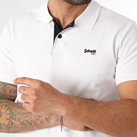 Schott NYC - Casual Short Mouwloze Polo Milton Wit