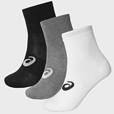 Asics - Pack de 3 pares de calcetines 3033C299 Negro Blanco Gris Jaspeado
