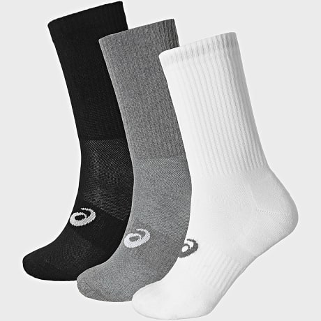 Asics - Pack de 3 pares de calcetines 3033C298 Negro Blanco Gris Jaspeado
