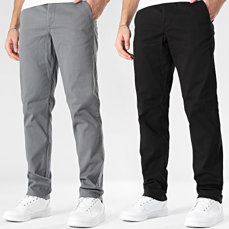 Jack And Jones - Pack de 2 pantalones chinos Stollie Dylan Negro Gris