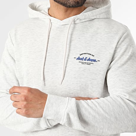 Jack And Jones - Sudadera Capucha Brandon Gris Claro Jaspeado