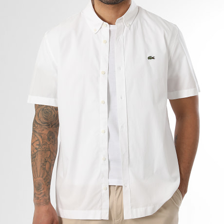 Lacoste - Chemise Manches Courtes Logo Brodé Crocodile Blanc