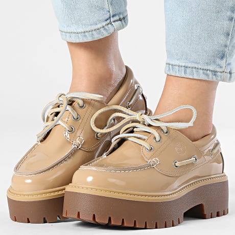 Timberland - Chaussures Femme Stone Street Boat A2GVF Mid Beige Patent Leather