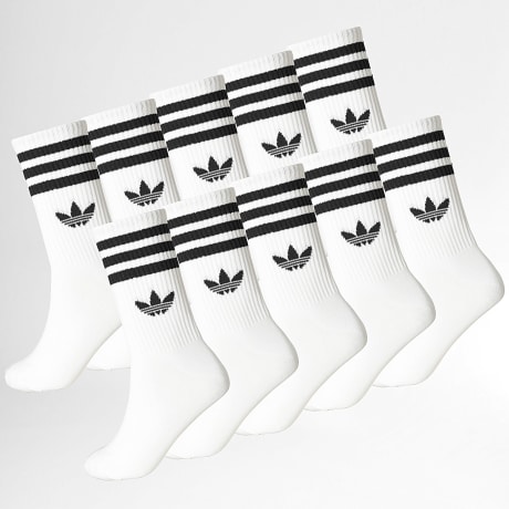Adidas Originals - Pack de 10 Pares de Calcetines 3 Stripes Crew KH1557 Blanco