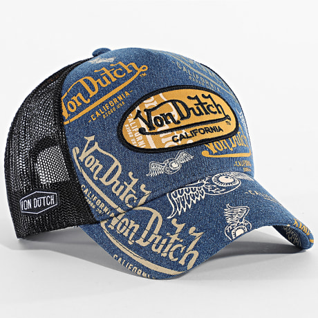 Von Dutch - Casquette Trucker Cafe Bleu Denim Noir