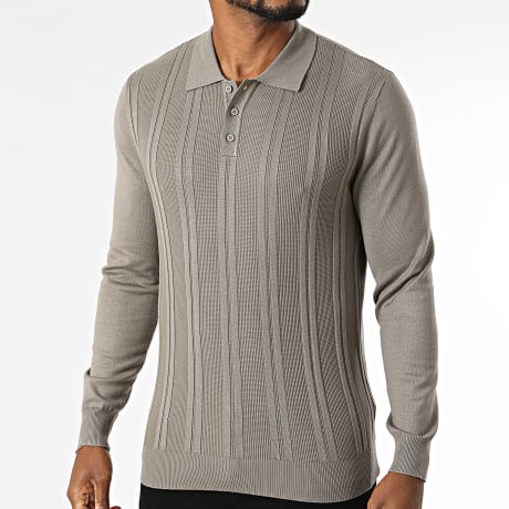Frilivin - Langarm Polo aus Strick 653 Taupe