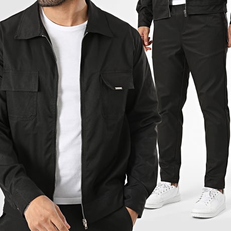 Frilivin - Conjunto Sobrecamisa con cremallera y pantalón 593 negro
