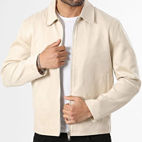 Frilivin - Chaqueta de Ante con Cremallera N90 Beige