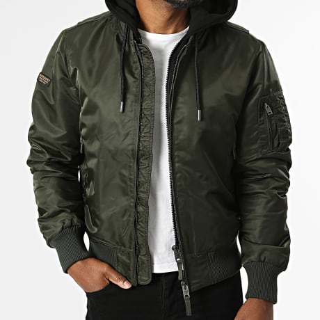 Superdry - Veste Bomber Capuche MA1 M5012355A Vert Kaki