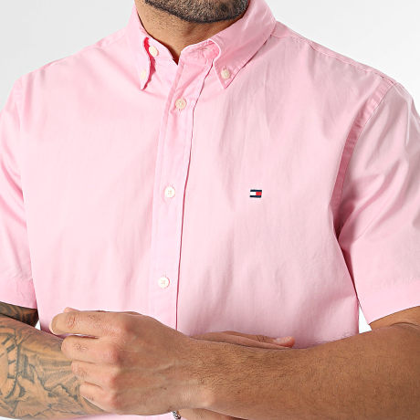 Tommy Hilfiger - Chemise Manches Courtes Regular Fit Flex Poplin Solid 2630 Rose