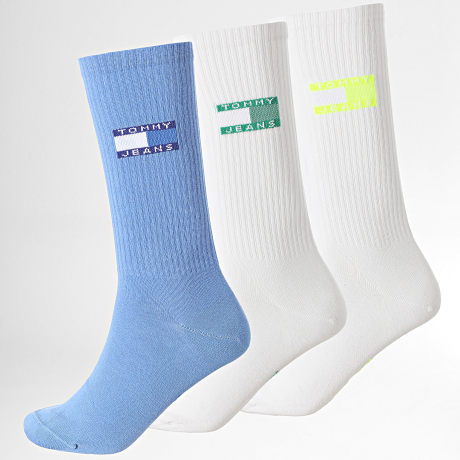 Tommy Jeans - Pack de 3 pares de calcetines 8791 Blanco Azul Verde Amarillo Fluorescente