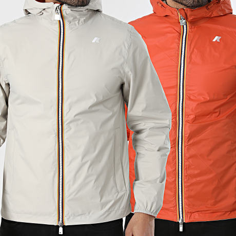 K-Way - Windbreaker Reversible Jake Plus 2 Double Beige Orange