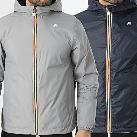 K-Way - Windbreaker Reversible Jake Plus 2 Double Grey Navy Blue