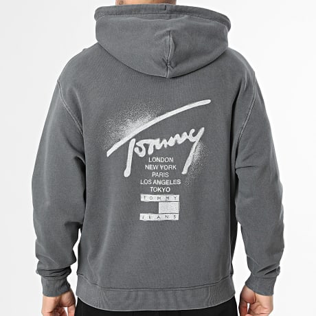 Tommy Jeans - Sweat Capuche Relaxed Fit Neon Washed Sign 2840 Gris