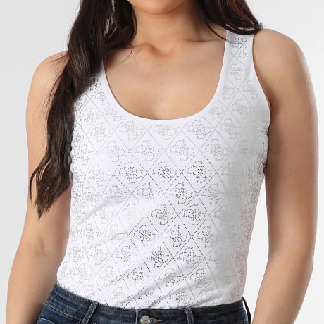 Guess - Débardeur A Strass Femme W6GP10-K2932 Blanc