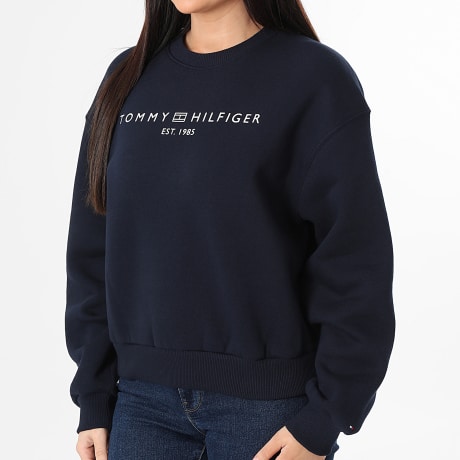 Tommy Hilfiger - Sudadera Cuello Redondo Mujer Corp Logo 7831 Azul Marino