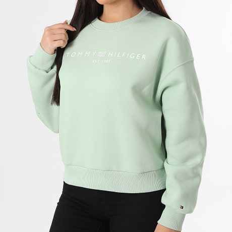 Tommy Hilfiger - Sudadera Crewneck Mujer Corp Logo 7831 Verde Claro