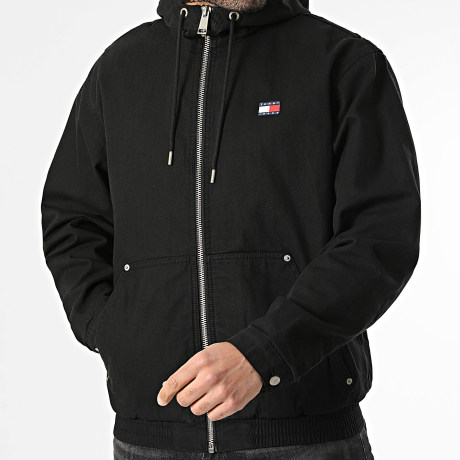 Tommy Jeans - Jacke Kapuze Reißverschluss Fischgrät 2847 Schwarz