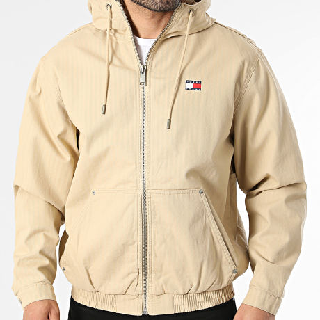 Tommy Jeans - Herringbone 2847 Damen Kapuzen Jack mit Reißverschluss Beige