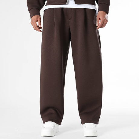 LBO - Pantalón chándal Ancho con Pliegues Efecto Neopreno 2562 Chocolate