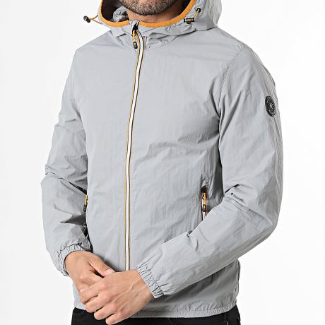 Kymaxx - Chaqueta con Capucha y Cremallera Gris