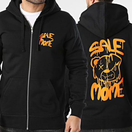 Sale Môme Paris - Sudadera con capucha con cremallera Double Drip Negro Naranja