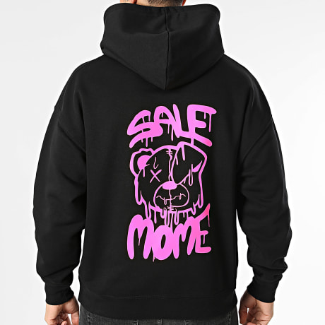 Sale Môme Paris - Sudadera Capucha Relaxed Double Drip Negro Rosa Flúor