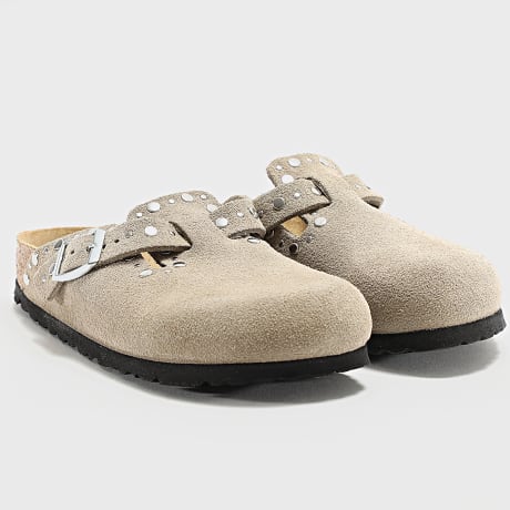 BIRKENSTOCK - Damensandalen Boston Niete Rand Taupe