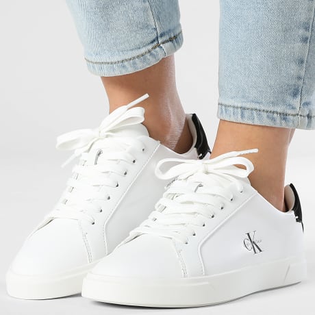 Calvin Klein - Sneakers Dames Low Pro Cups Leather 3146 Helder Wit Zwart