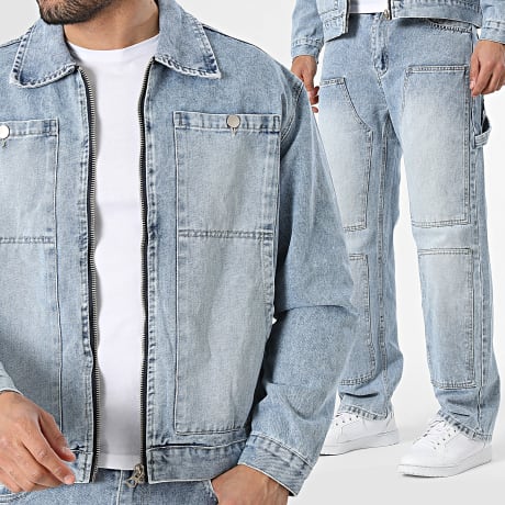 Uniplay - Conjunto Chaqueta Vaquero con cremallera y Vaquero Azul Denim