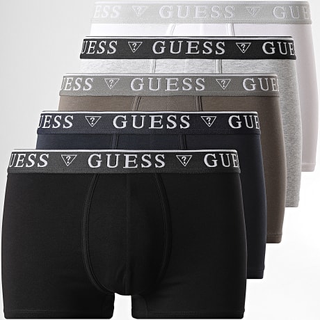Guess - Pack van 5 Boxers U4YG16-K6YW1 Zwart Wit Gemêleerd Donkerblauw Groen Kaki