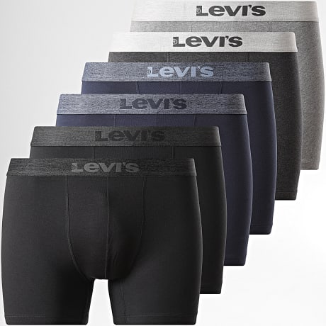 Levi's - Pack de 6 Boxers 701241232 Azul Marino Negro Gris Antracita Jaspeado Gris Jaspeado