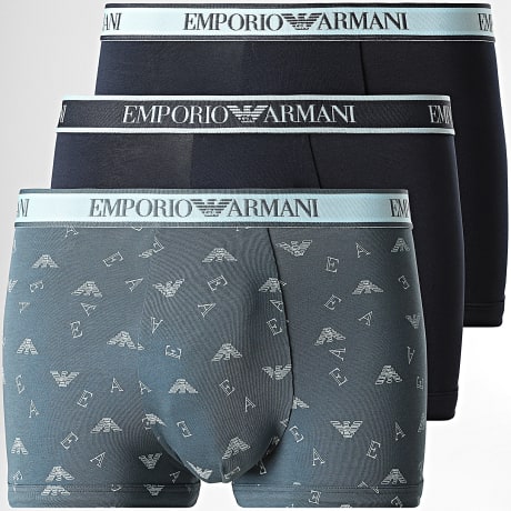 Emporio Armani - Pack de 3 Boxers EM000370-AF20669 Azul Marino Azul Gris