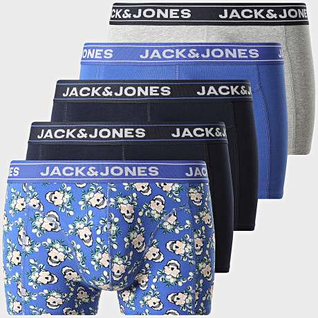 Jack And Jones - Lot De 5 Boxers Kingstone Skull Bleu Roi Bleu Marine Gris Chiné
